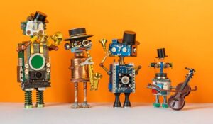 Robots playing music together