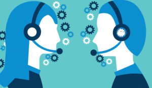 2 call centre agents vector