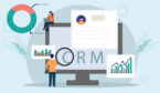 CRM Dashboard with figures of people looking over it