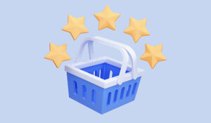 Shopping basket with 5 stars over the top
