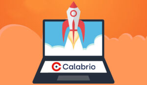 Rocket launching out of a computer screen