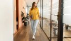 Person walking through an office