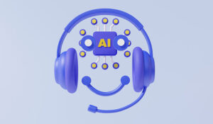 Headphones with 'ai' in the middle and a smiley face