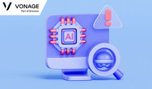computer with AI chip, hacker icon, and warning sign, for cybersecurity monitoring
