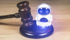 Ai Robot with gavel - AI law concept