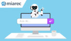 Computer on the desktop. Friendly artificial intelligence robot ready to help