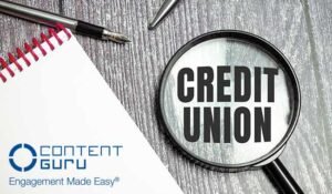 Credit Union. the inscription on magnifying glass on wooden background