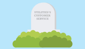 Grave stone with the word 'Utilitie's customer service' on it