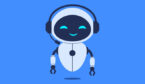 Robot with call centre headset on