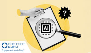 Magnifying glass over a clip board with the word AI in it