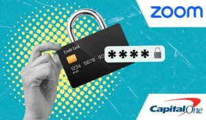 Contemporary art collage showing a hand holding a credit card,