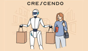 Robot helping a human with their shopping
