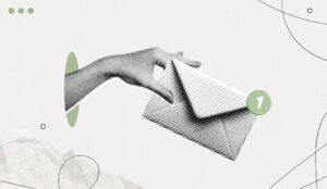 Personal message concept with a hand holding closed envelope with one notification