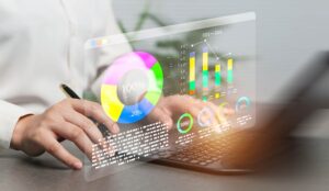 Person analysing graph data