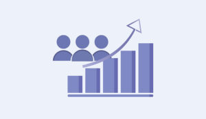 Agent prductivity concept with people icons and a graph going upwards