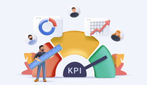 KPI concept with KPI on scale with icons