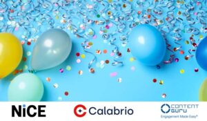 Blue background with balloons and confetti all over