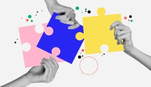 partnerships concept with people matching puzzle pieces