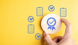 Quality concept with tick marks and checklists