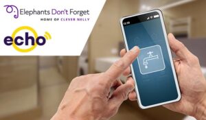 Person on phone with water symbol