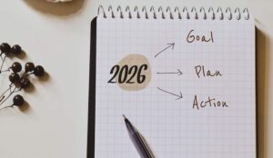 Notepad with the word 2026 in it