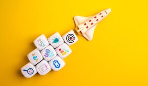 Ai Pilot off to best start concept with a rocket trailing icons