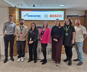 A photo from our site visit to Worcester Bosch showing a team of people