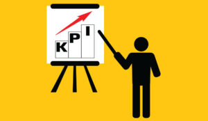 Person pointing at a chart that says 'KPI' on it