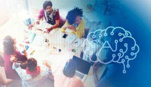 People around a table with AI overlay