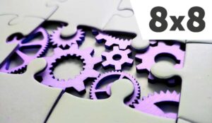 Build on a platform concept with gears and cogs in puzzle