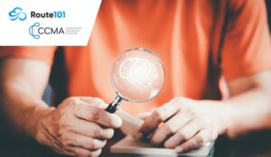 Research into personas and thinking concept with brain in a magnifying glass