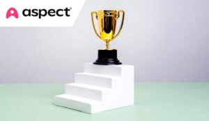 Award trophy at top of steps