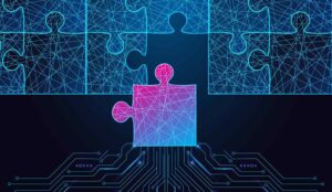 AI integration and augmentation concept with puzzle pieces